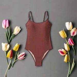Brown Chain Link Medium Coverage‎ Sew In Cups One Piece Swimsuit
Size L (12-14)